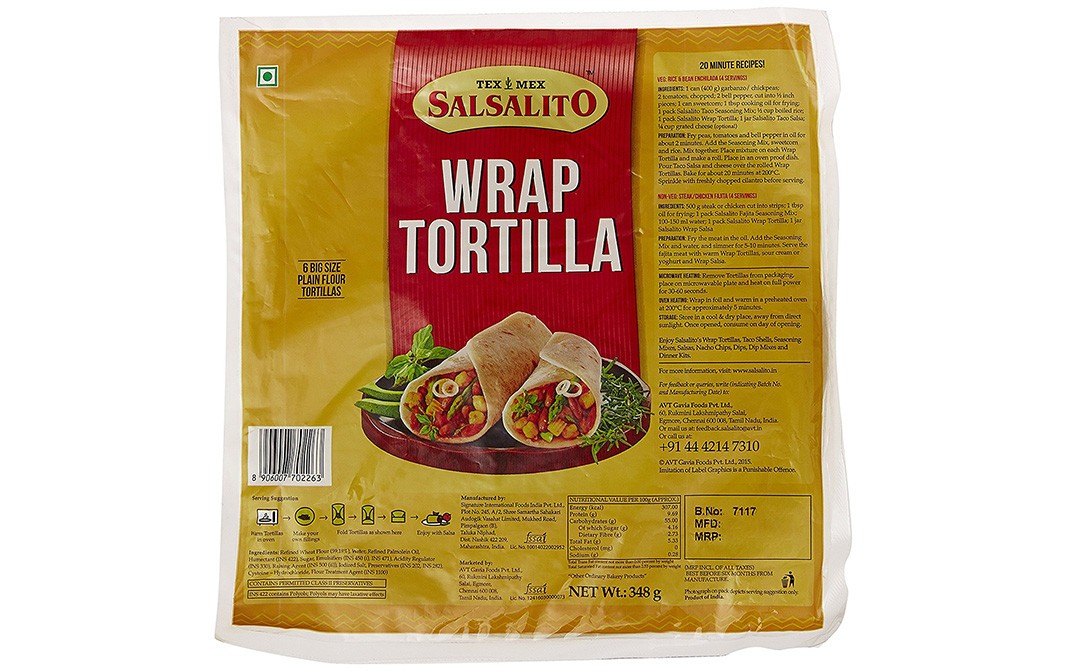 Salsalito Wrap Tortilla    Pack  348 grams